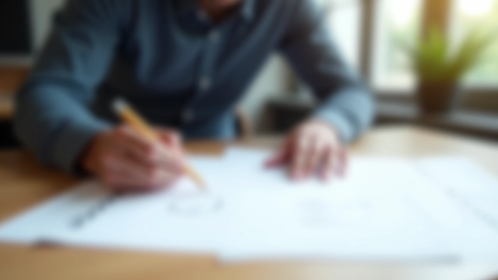 Designer werkt aan formulier-interface met potlood en papier op bureau