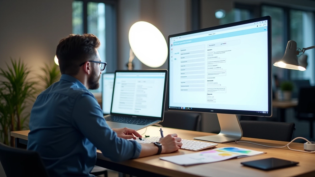 Moderne vormgeving interface op groot scherm met gebruikersinteractie en formulierelementen