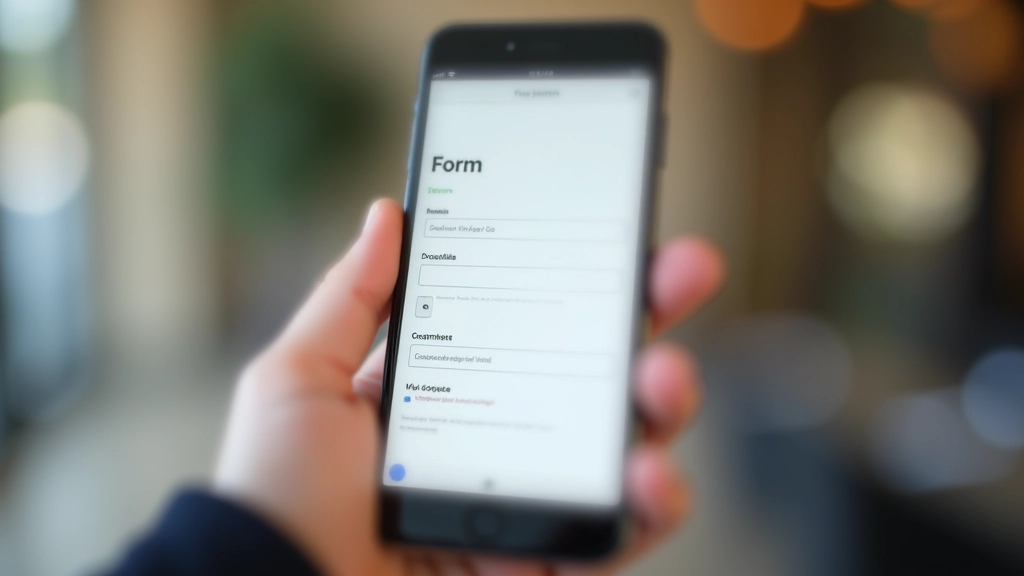 Smartphone-scherm toont formulier met labels boven velden, duidelijk en goed gespaceerd